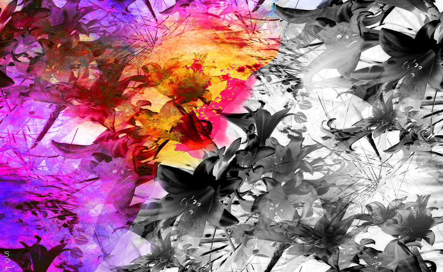 Flower Digital Art - Natures Wild Bouquet by Abstract Angel Artist Stephen K