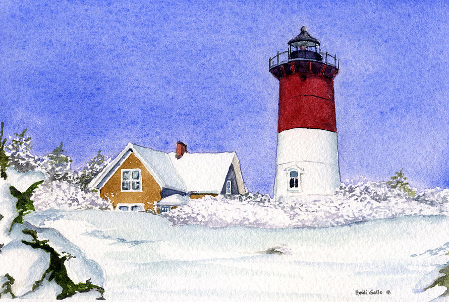 Nauset Light Winter Painting by Heidi Gallo