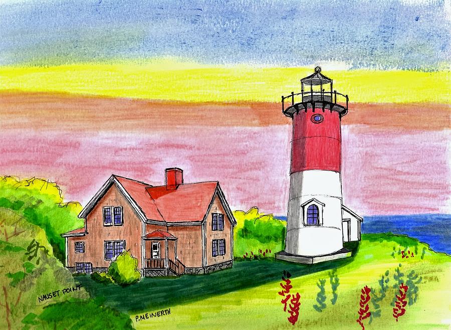 Nauset Point Lighthouse Drawing by Paul Meinerth