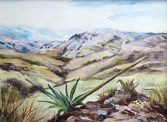 Nausori Highlands with Agave Painting by Ryn Shell
