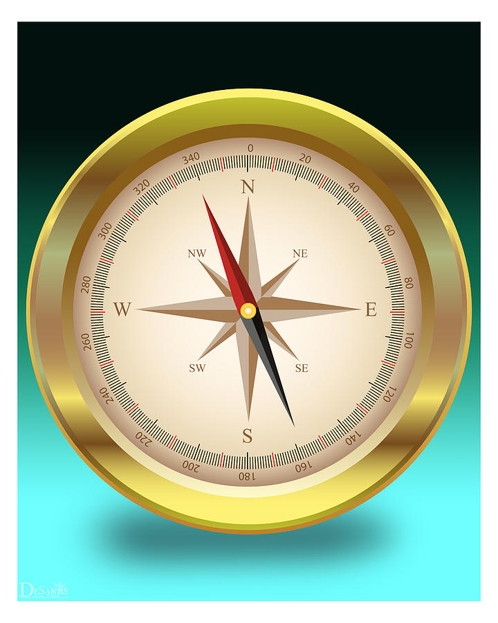 Nautical Compass - Green Digital Art by Vic DeSantis - Pixels