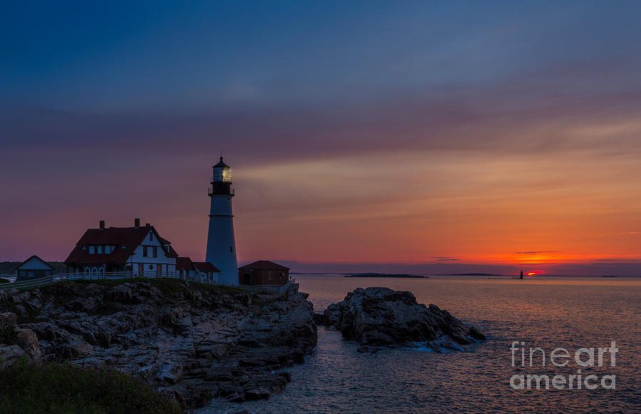 Nautical Twilight at Portland Head Light Photograph by Jerry Fornarotto