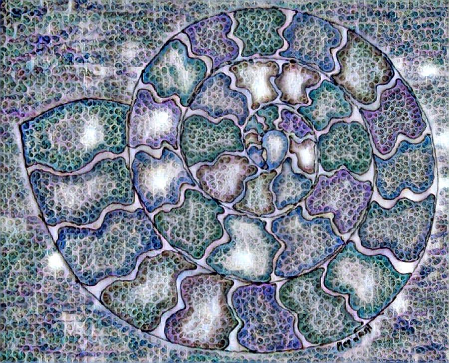 Nautilus mosaic digital Digital Art by Megan Walsh