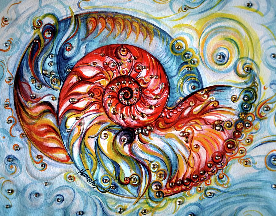 Nautilus Shell - Ocean Painting by Harsh Malik