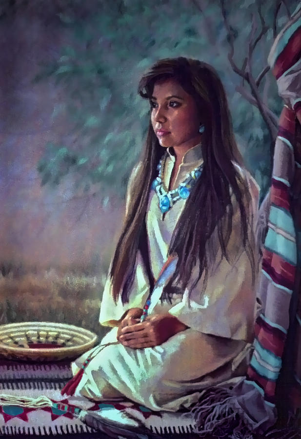 Portrait Painting - Navajo Beauty by Jean Hildebrant