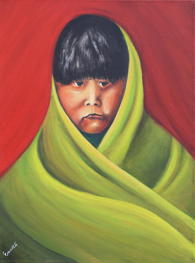 Navajo Child after E.S. Curtis Painting by Art Enrico