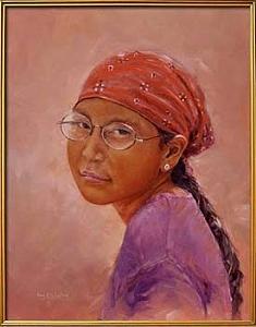 Navajo Painting - Navajo Girl With Silver Earring by Karl Eric Leitzel Navajo Painting - Navajo Girl With Silver Earring by Karl Eric Leitzel