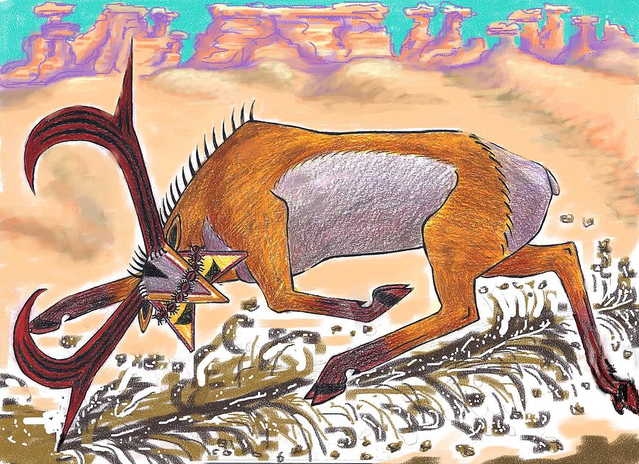 Navajo Drawing - Navajo Horned Monster by Dawn Senior-Trask