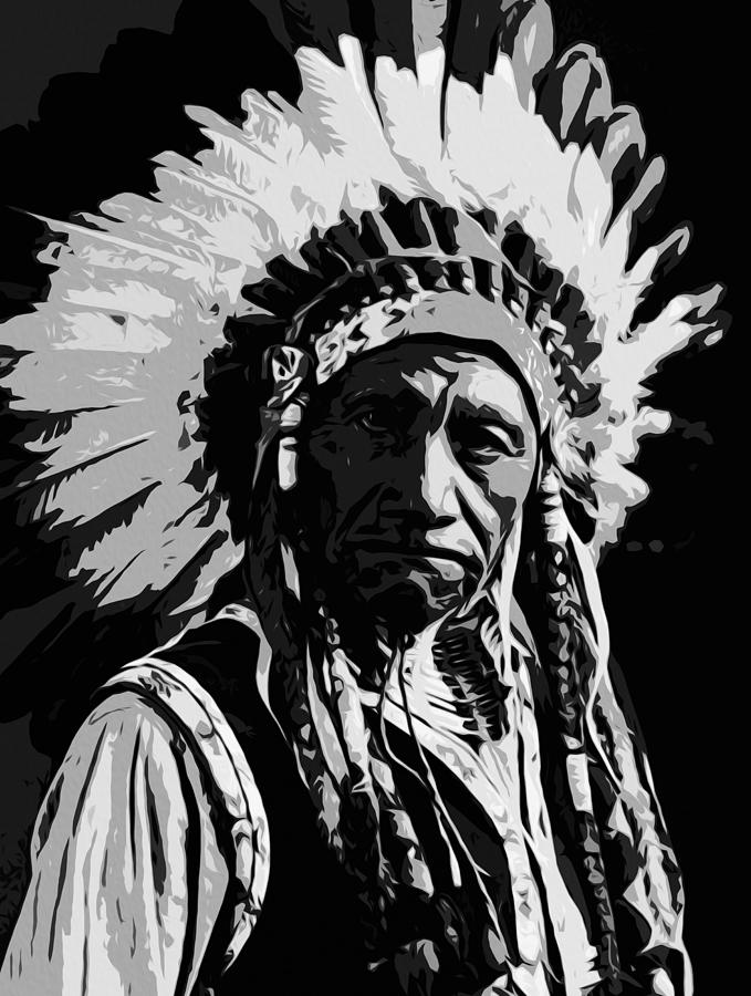 Navajo Indian Chief Painting by AM FineArtPrints