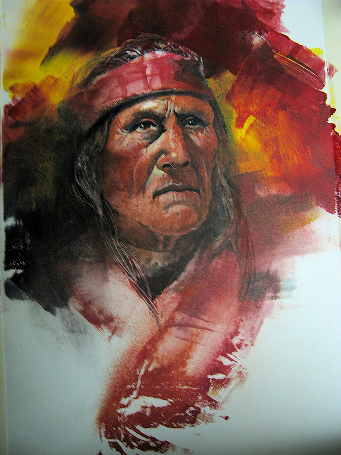 Navajo Man Painting by Robert Carver