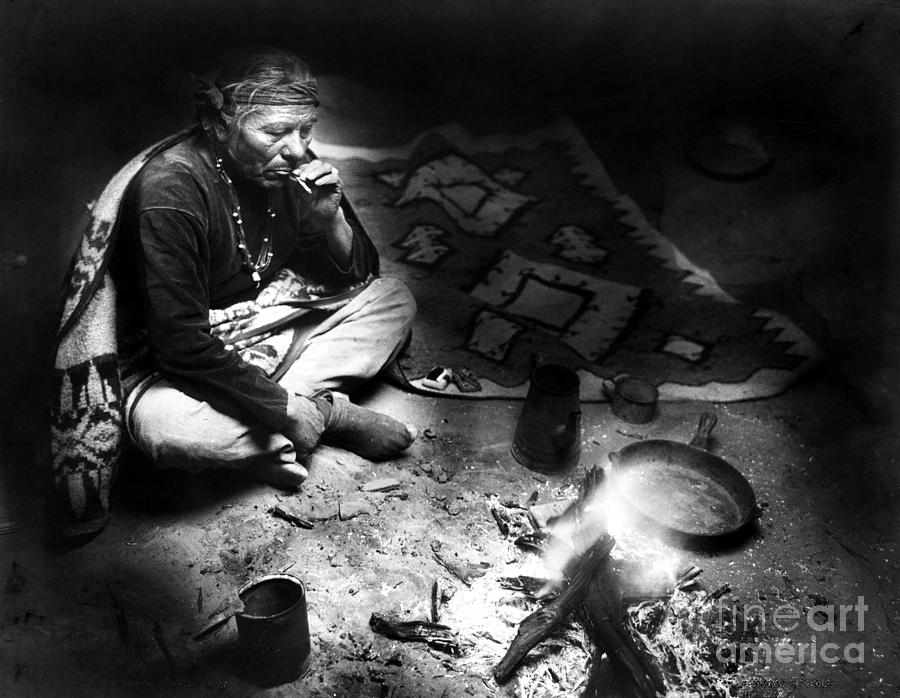 Pattern Photograph - NAVAJO MAN SMOKING, c1915 by Granger