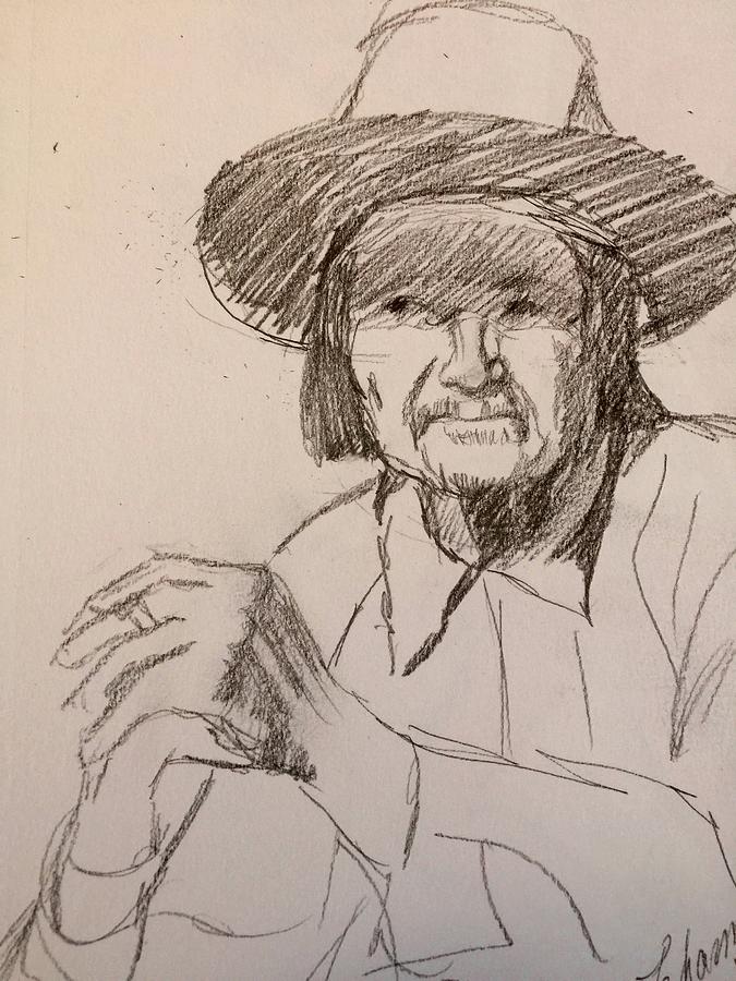Navajo Man Smoking Drawing by Charme Curtin