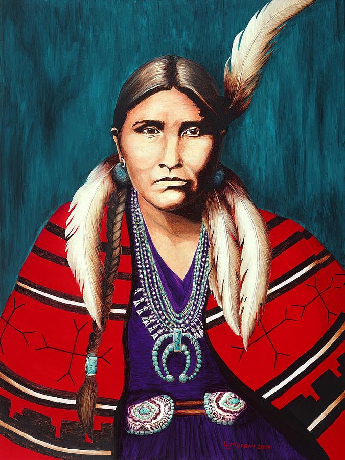 Navajo Woman In Red Painting by Lynn L L Art