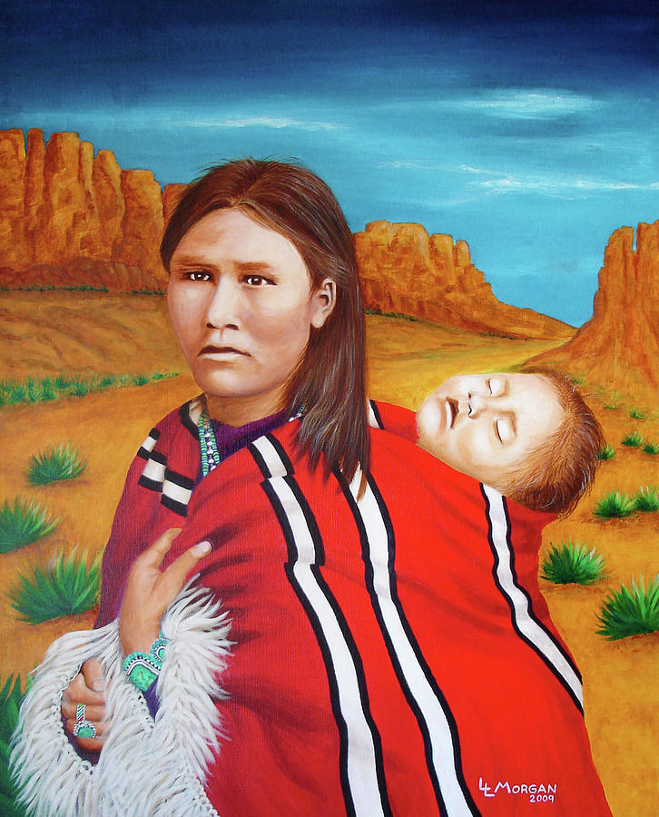 Navajo Woman With Child Painting by Lynn L L Art