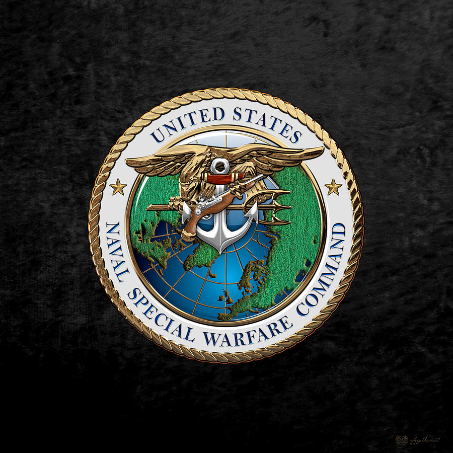 Naval Special Warfare Command - N S W C - Emblem over Black Velvet Digital Art by Serge Averbukh
