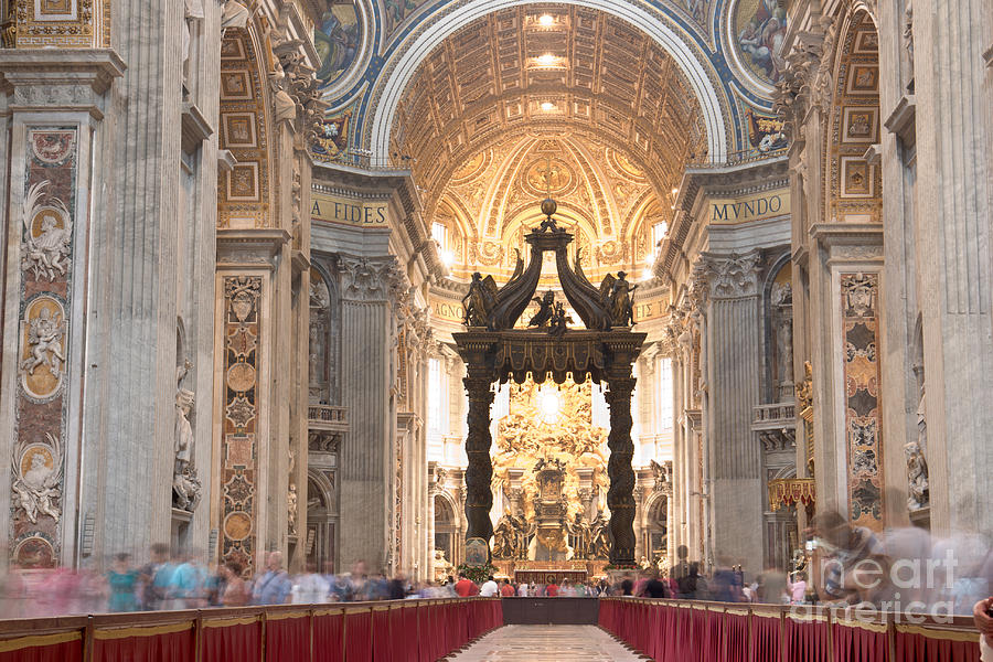 Nave Baldachin Cathedra and People Photograph by Fabrizio Ruggeri