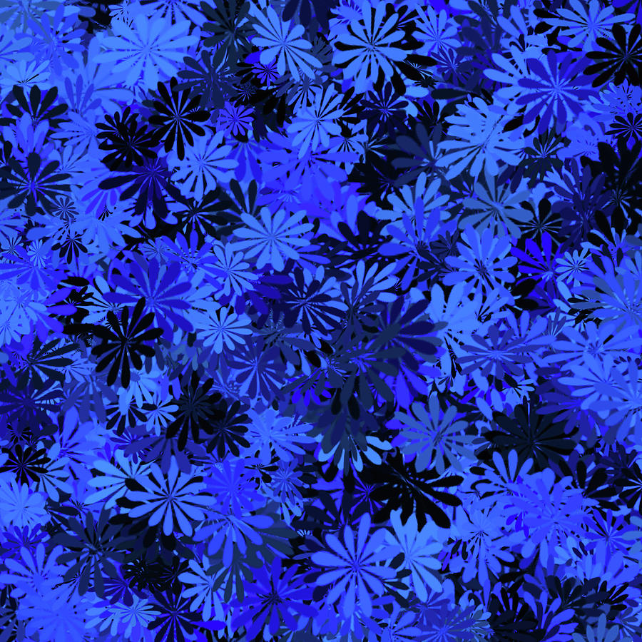 Navy Blue Floral Pattern Digital Art
