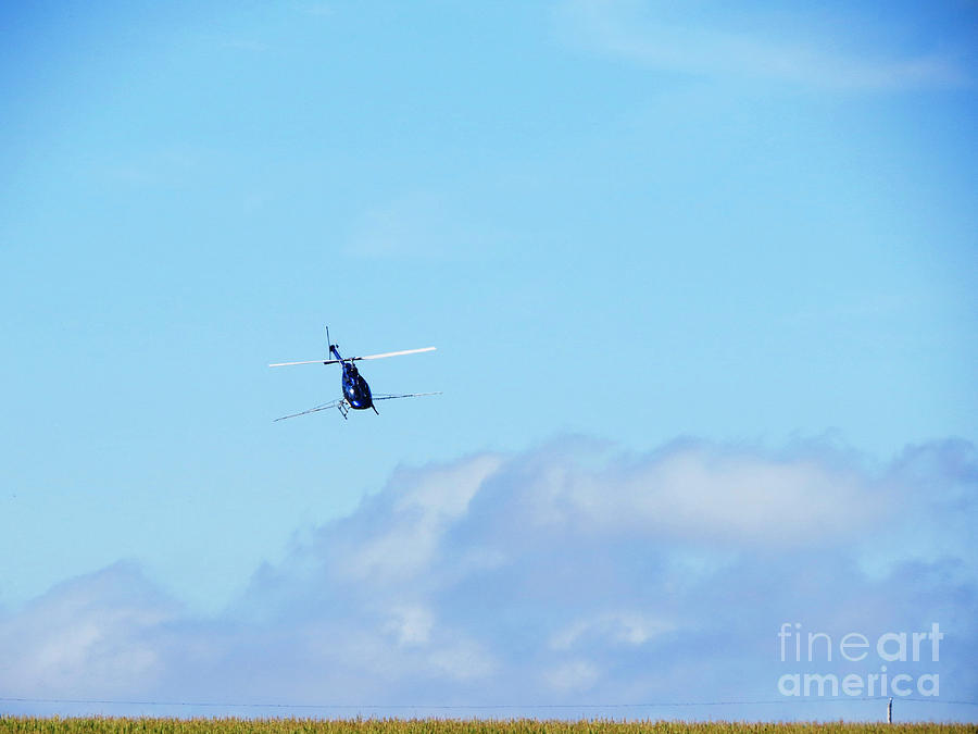 Navy Blue Steel Dragonfly Helicopter Crop Duster Photograph