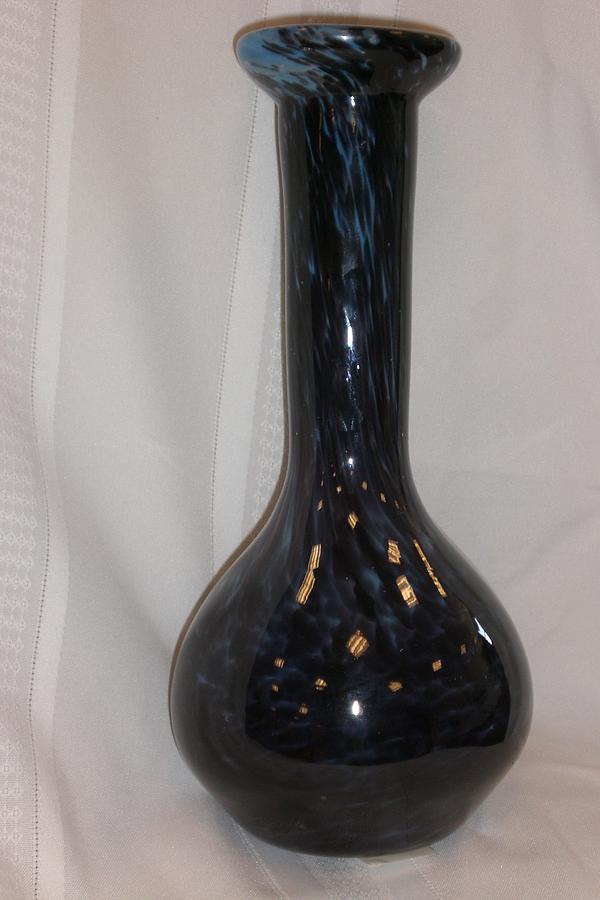 Unique Glass Art - Navy Blue Vase by Jason Pollack