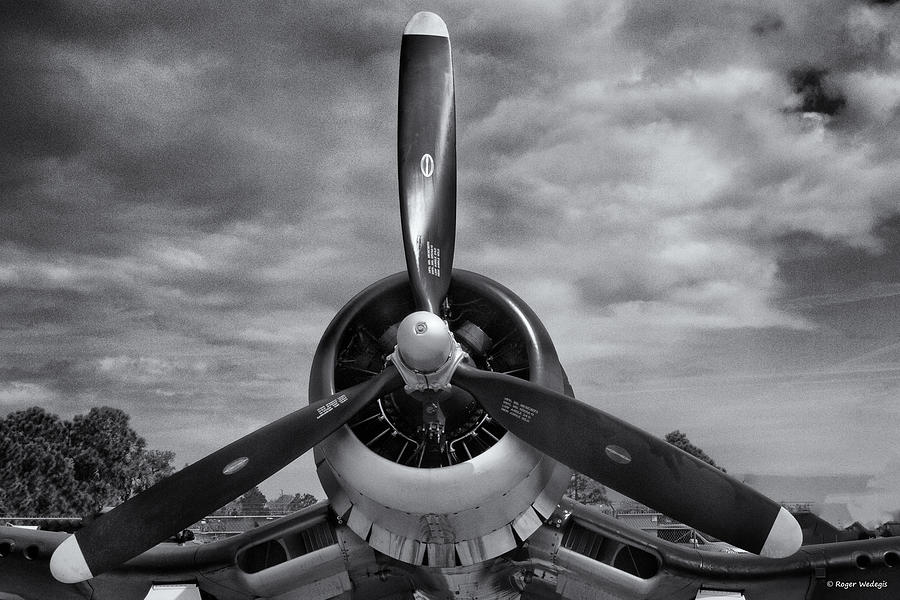 Vintage Photograph - Navy Corsair Propeller by Roger Wedegis