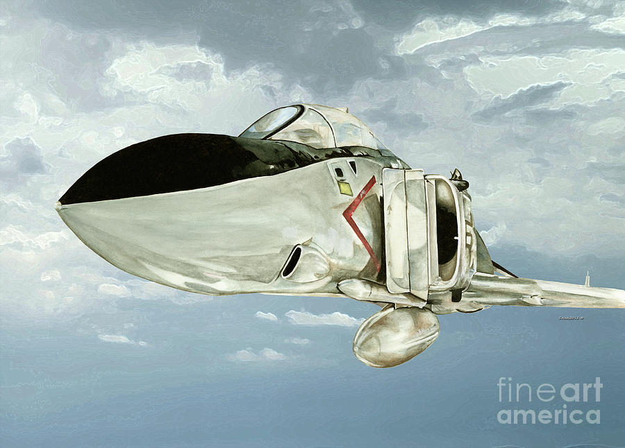 Navy Phantom aircraft Painting by Shari Nees