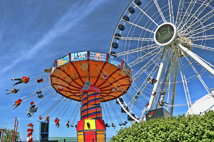 Navy Pier Amusement Rides - Chicago Photograph by Allen Beatty