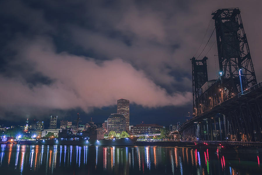 Navy Ships At Night Photograph by Chris Sveen - Pixels