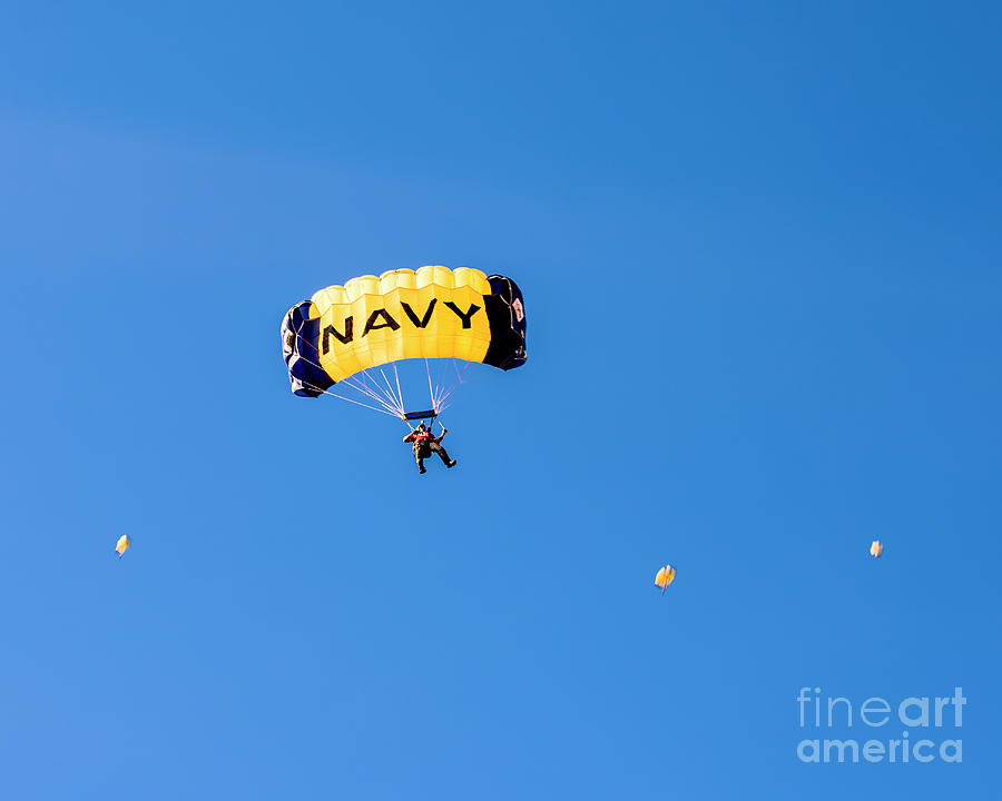 Navy Skydivers Photograph by Steven Natanson