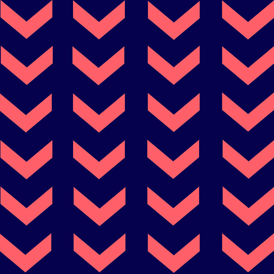 Navy with Coral Arrows Digital Art by Inspired Arts