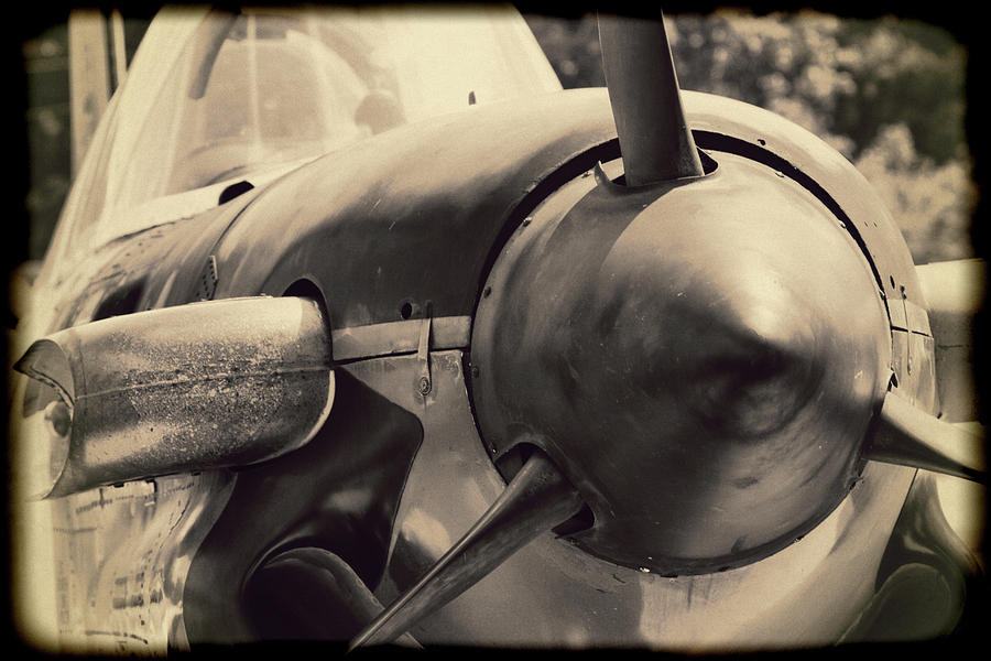 Navy World War II T-34 Mentor Trainer in Sepia Photograph by Kathy Clark