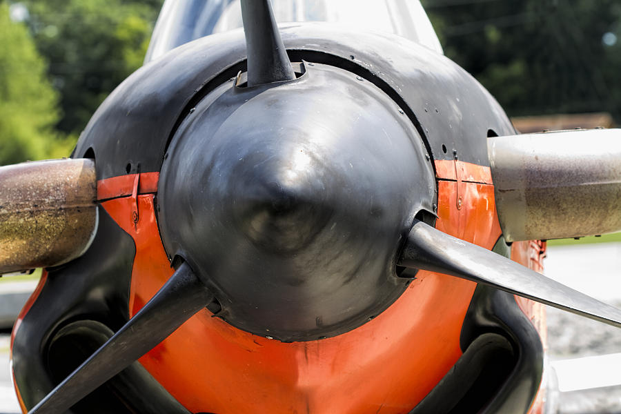Airplane Photograph - Navy World War II T-34 Mentor Trainer Propeller Nose Cone by Kathy Clark