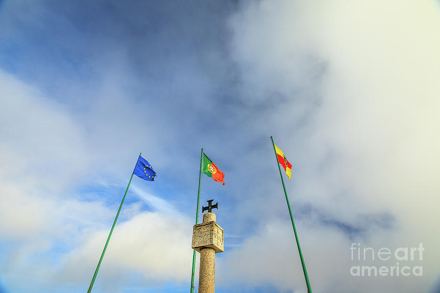 Nazare Portugal Flags Photograph by Benny Marty