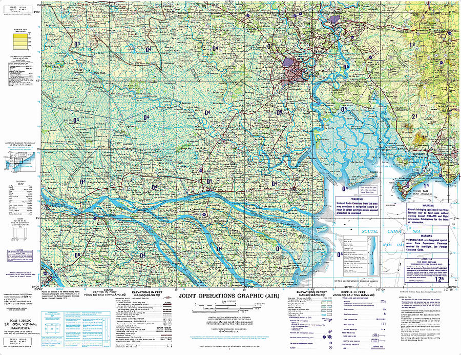Saigon Photograph - NC-48-07, Saigon, Joint Operations Graphic, Air, topographic map by Maps of Vietnam