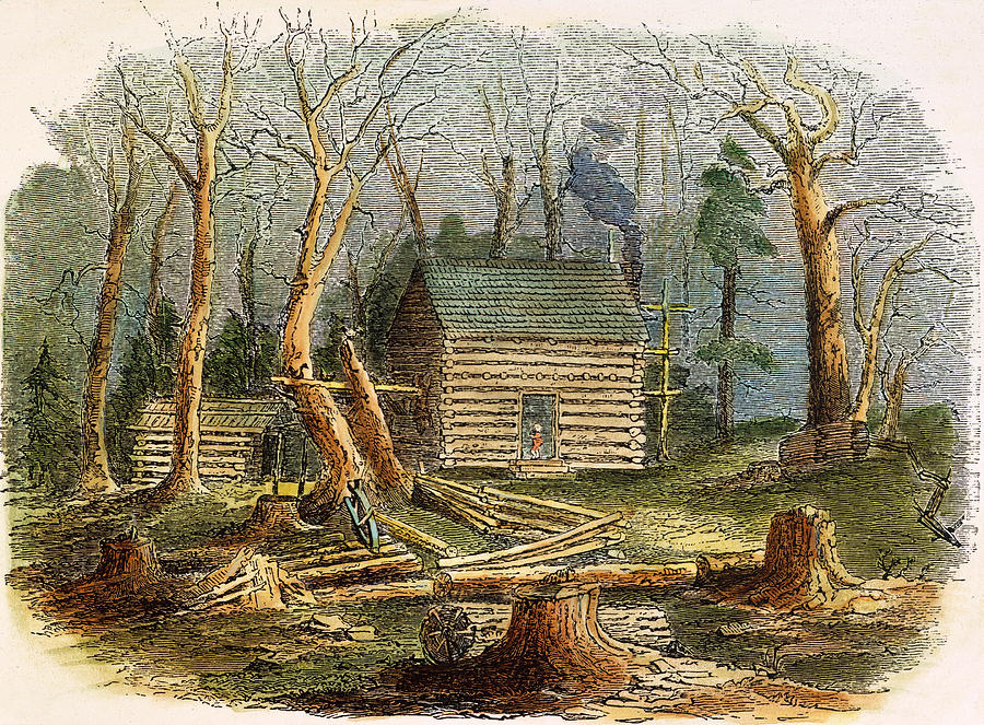 N.c.: Log Cabin, 1857 Photograph by Granger