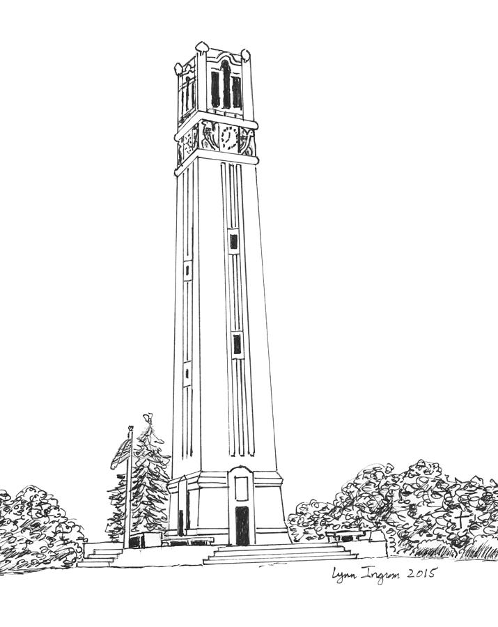 NC State Memorial Bell Tower Drawing by Lynn Ingram Fine Art America