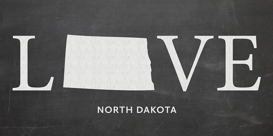 North Dakota Map Mixed Media - ND Love by Nancy Ingersoll