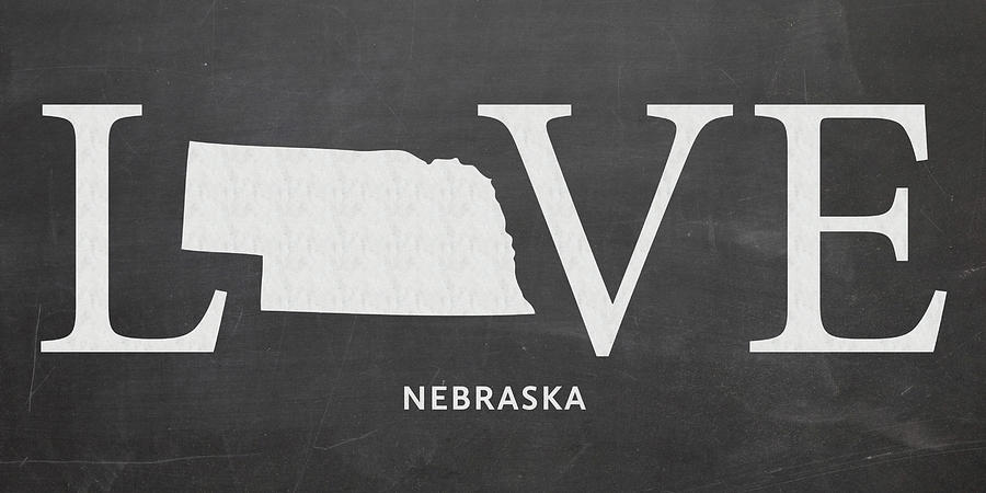 Nebraska Map Mixed Media - NE Love by Nancy Ingersoll