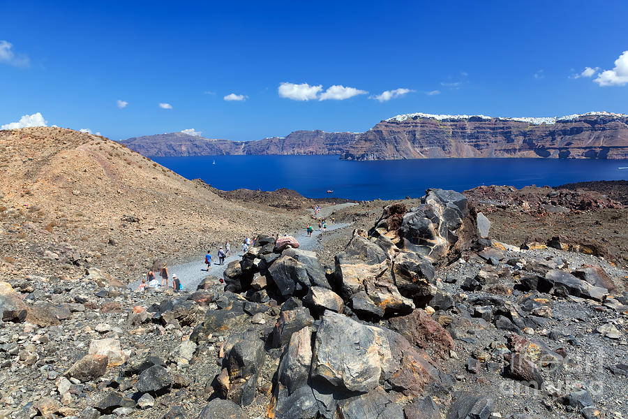 Nea Kameni volcanic island in Santorini Photograph by Michal Bednarek