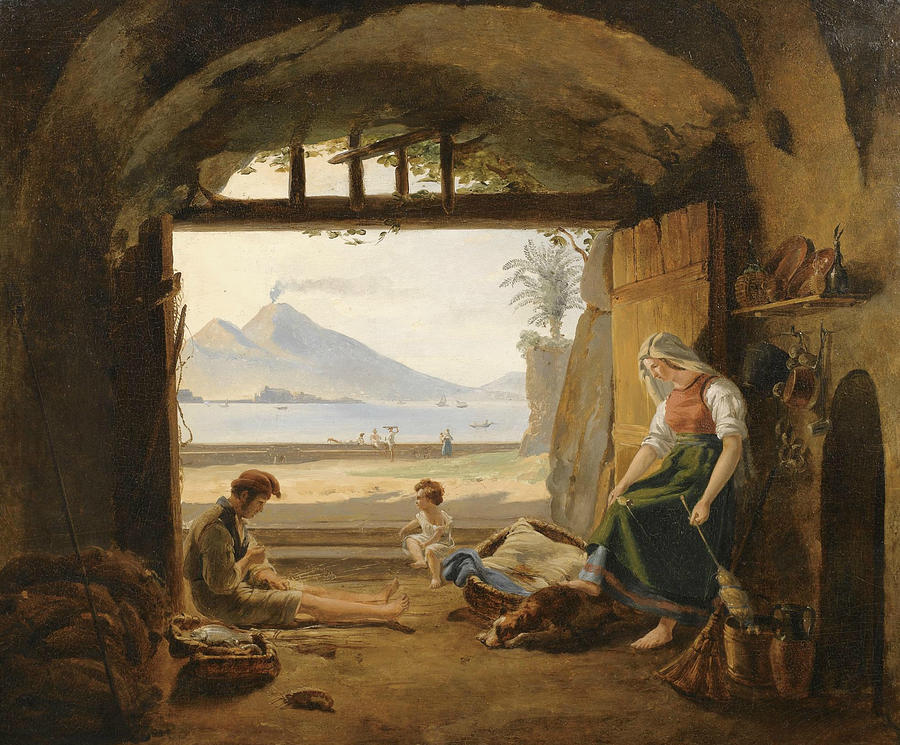 Neapolitan fishermen in Mergellina Painting by Franz Ludwig Catel