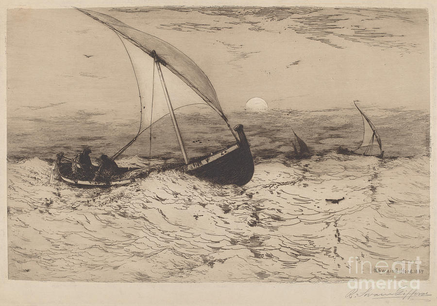 Neapolitan Fishing Boats Returning Home Drawing by Robert Swain Gifford