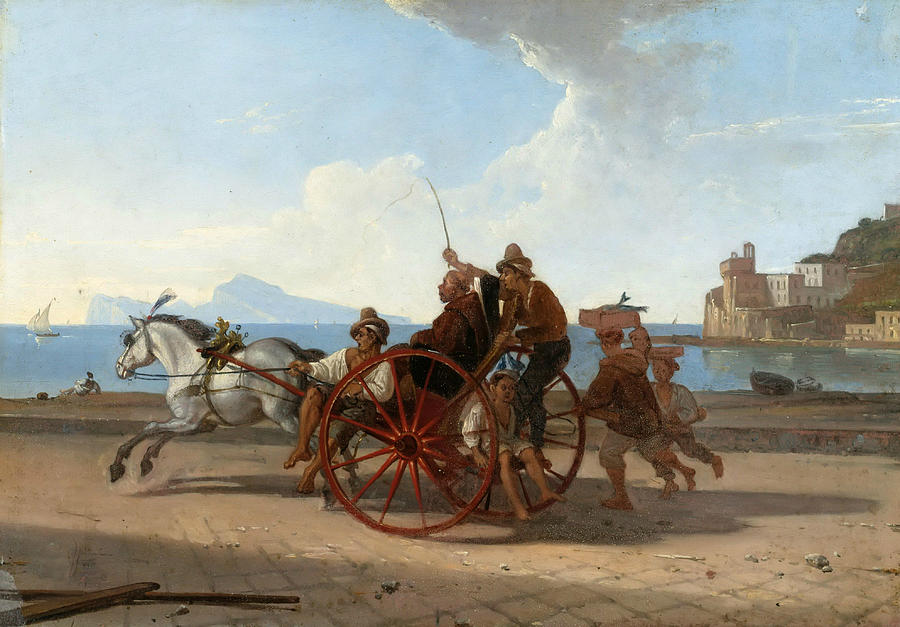 Neapolitanische Carrete mit Monch Painting by Franz Ludwig Catel