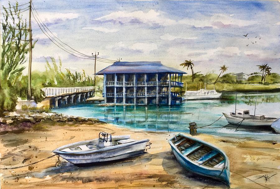 Near Arawak Cay Painting by Katerina Kovatcheva