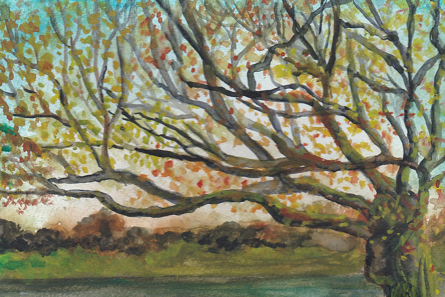 Landscape Painting - Near Fletchers Boathouse by Lin-Lin Mao Landscape Painting - Near Fletchers Boathouse by Lin-Lin Mao