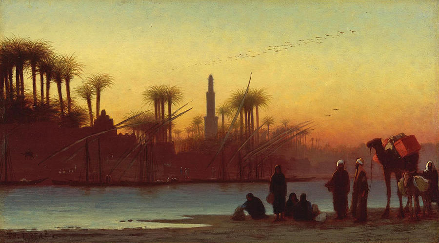 Near Manfalout. Egypt Painting by Charles-Theodore Frere
