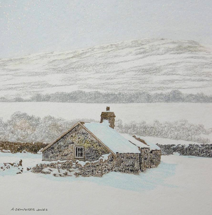 Winter Drawing - Near Pentrefoelas by Alwyn Dempster Jones