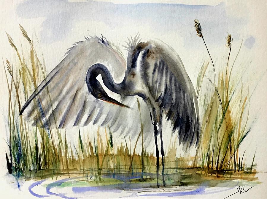 Near the pond 3 Painting by Katerina Kovatcheva