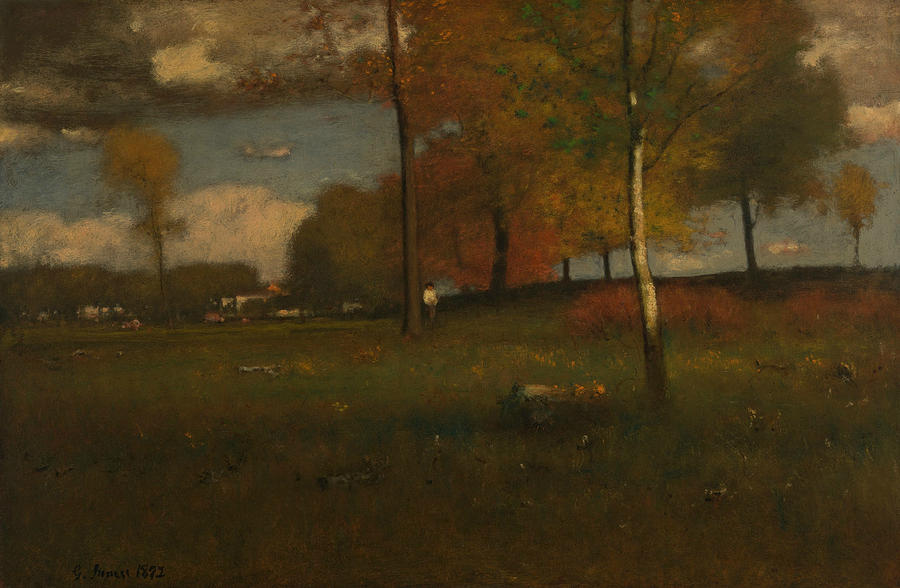Near the Village, October Painting by George Inness