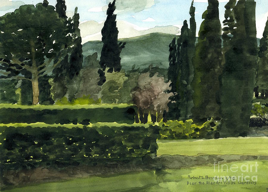 Landscape Painting - Near Villa Mandri Gardens by Robert Bowden