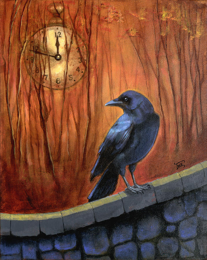 Crow Painting - Nearing Midnight by Terry Webb Harshman