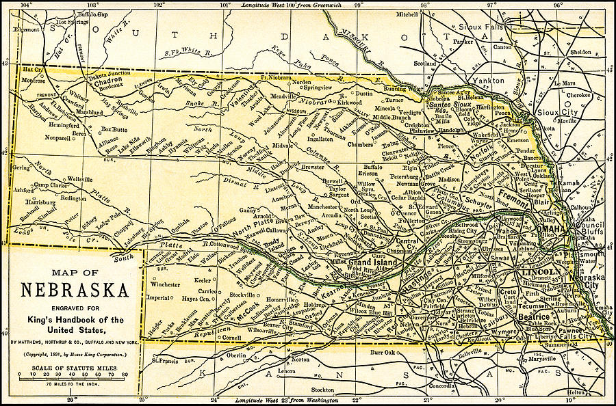 Nebraska Antique Map 1891 Photograph by Phil Cardamone